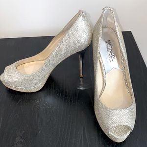 Michael Kors Silver Peep Toe Heels